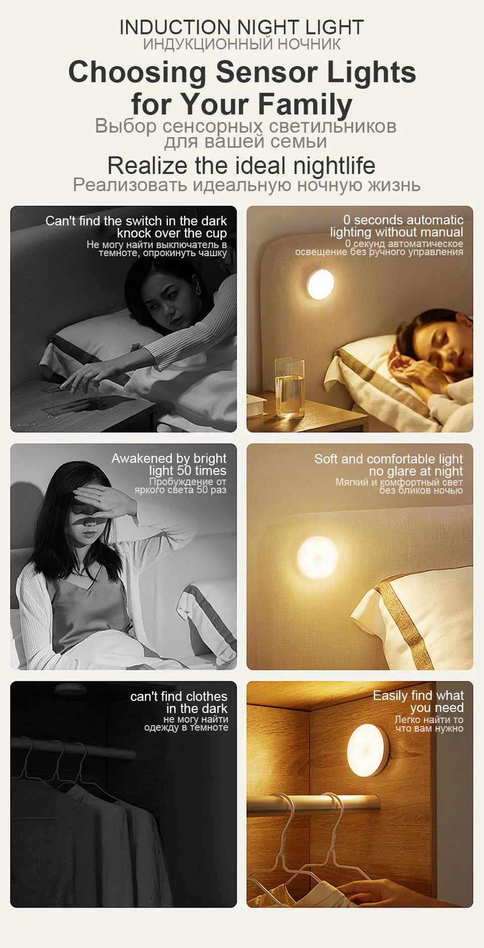 Bedroom Night Smart Motion Sensor Light USB LED